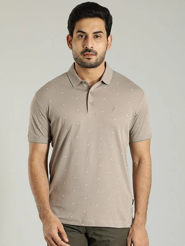 Indian Terrain Men's Half Sleeve Regular Fit Grey Polo T-Shirt